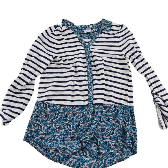 Anthropologie Post Mark Women's Striped Paisley Boho Top Small Long Sleeves - Picture 1 of 4